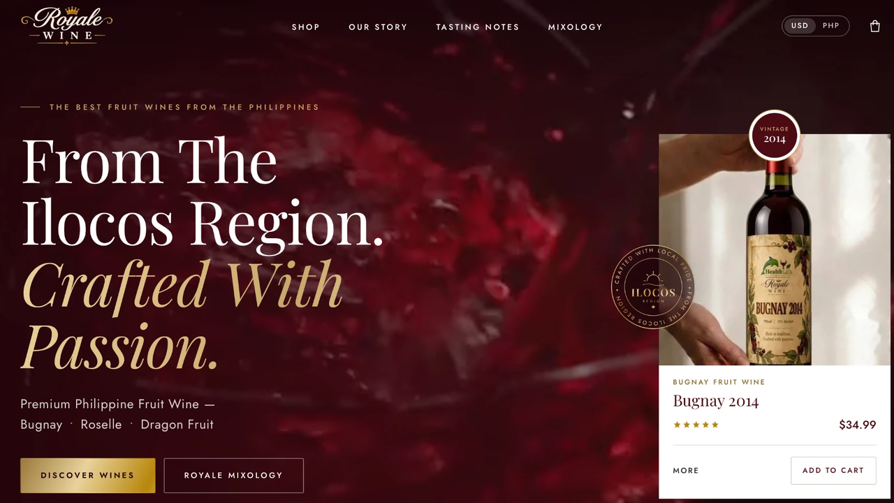 The Royale Wine storefront, showing the Bugnay 2014 vintage